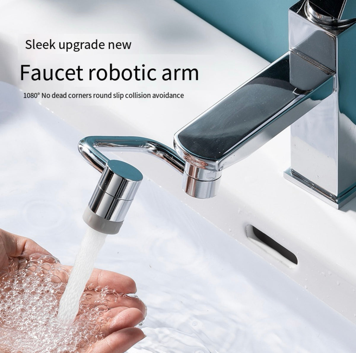 Brazo Mecánico Giratorio para Grifo – Extensor con Cabezal Antisalpicaduras