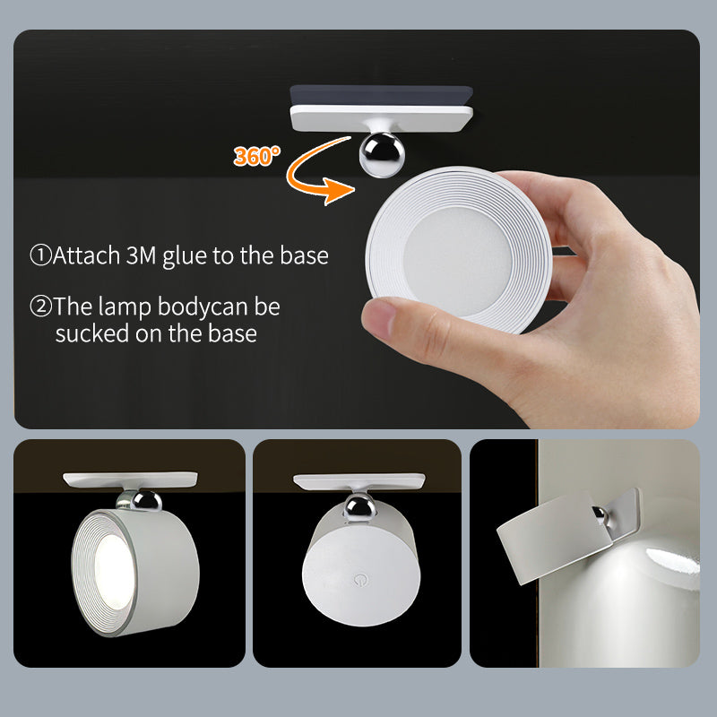 Lámpara de Pared LED Recargable Magnética 360° con 3 Tonos de Luz