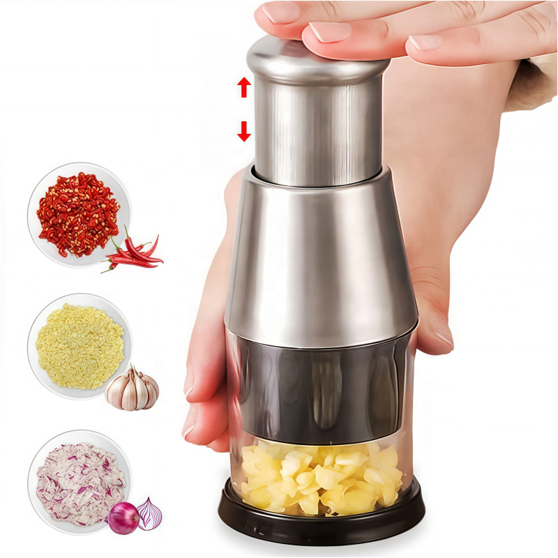 Picadora Manual de Alimentos de Acero Inoxidable 16 cm